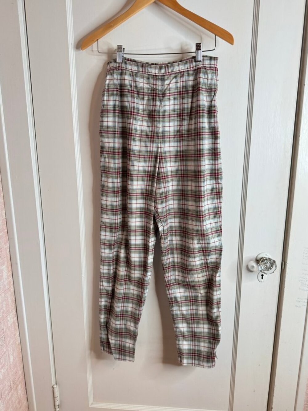 Vtg Plaid Cotton 50's Pedal Pusher High Waist Pants sz Small